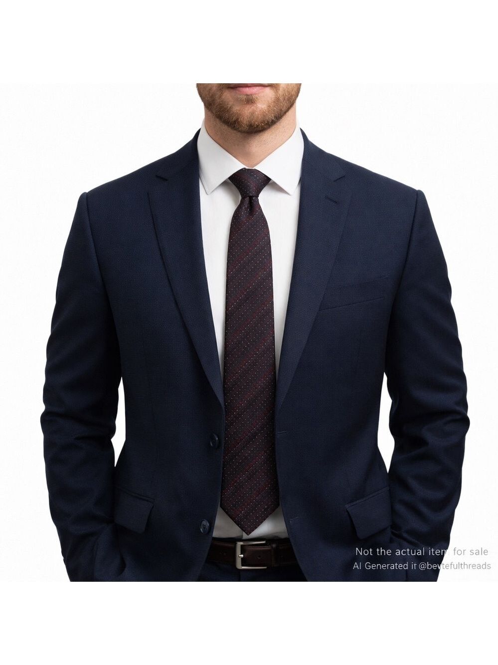 Hugo Boss 100% Silk Tie Made in Italy — 60” x 2.5” Burgundy Dot Stripe (3/$25)